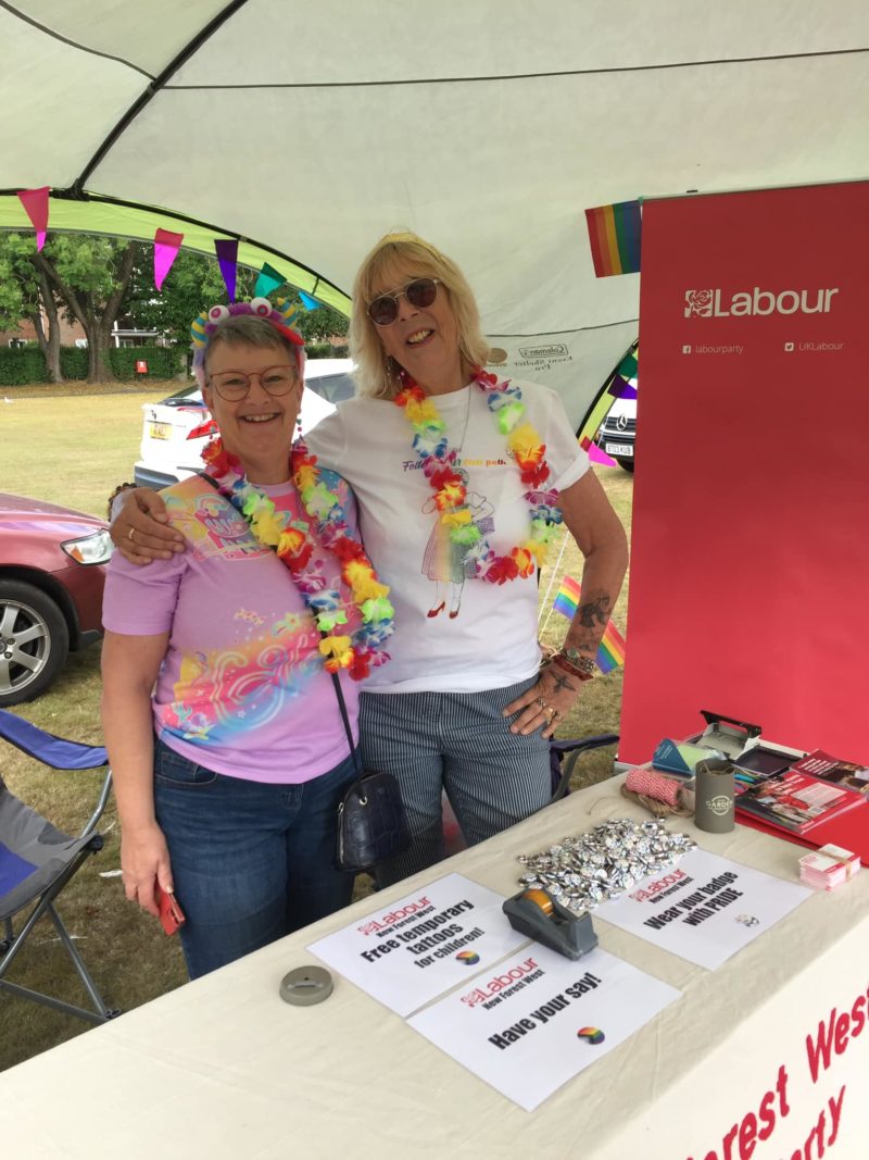 Cllr Helen Wallis-Dowling and Labour member Trina at New Forest Pride